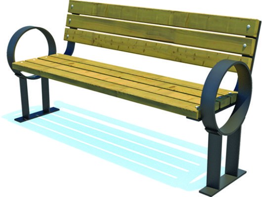 Yuvarlak Kollu Ahşap Park Bankı B101