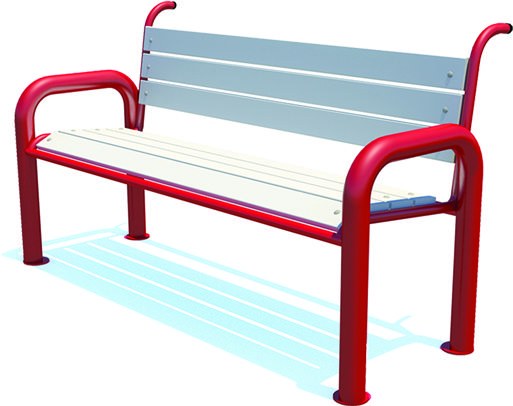 Renkli Metal Gövdeli Ahşap Park Bankı B112