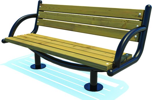 Kavisli Destekli Ahşap Park Bankı B115